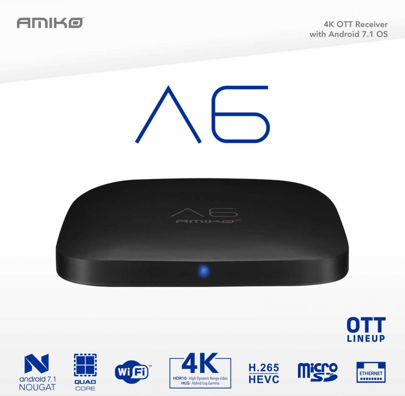 Amiko A6 Box Android 7 1 S905X 1GB 8GB extra big 6943